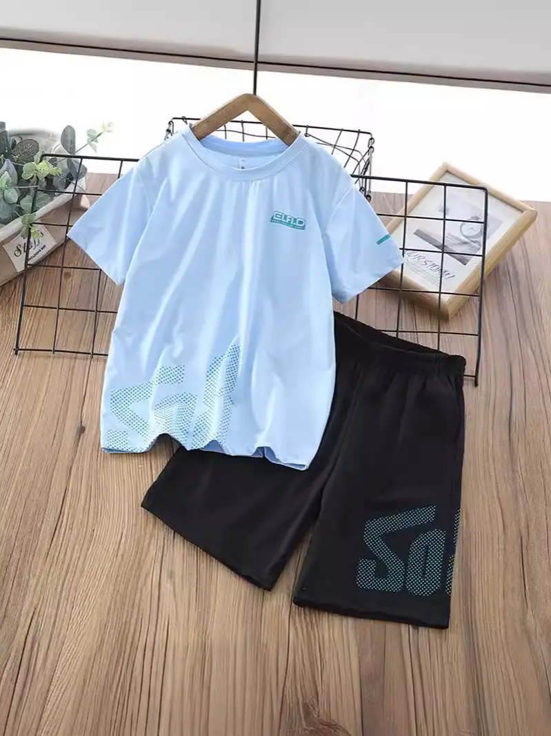 Children's White Black Shorts Set 2025 Summer