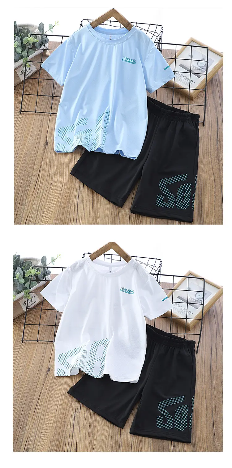 Children's White Black Shorts Set 2025 Summer — feature 16