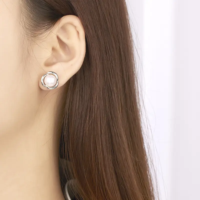 Korean Pearl Flower Earrings for Women