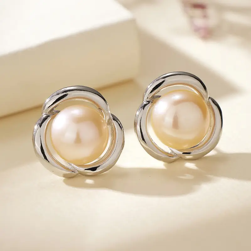 Korean Pearl Flower Earrings for Women