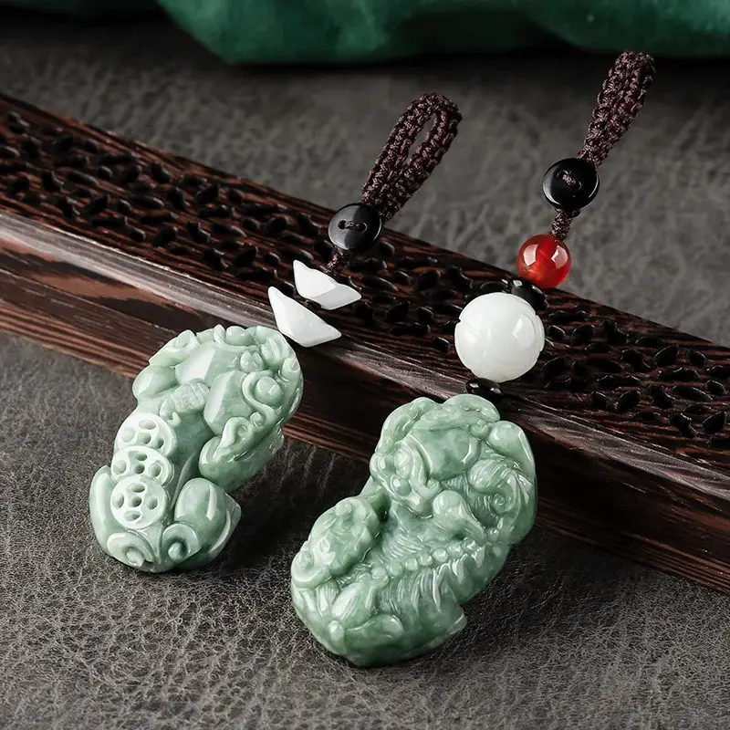 Natural Jade Car Key Pendant with Elegant Design - Image 4