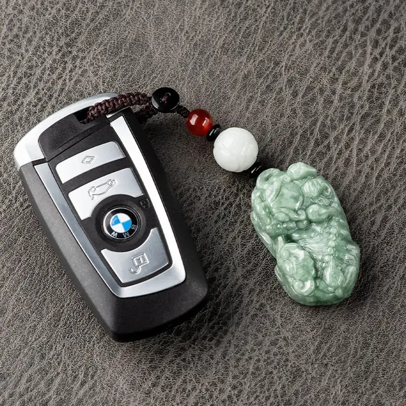 Natural Jade Car Key Pendant with Elegant Design - Image 5