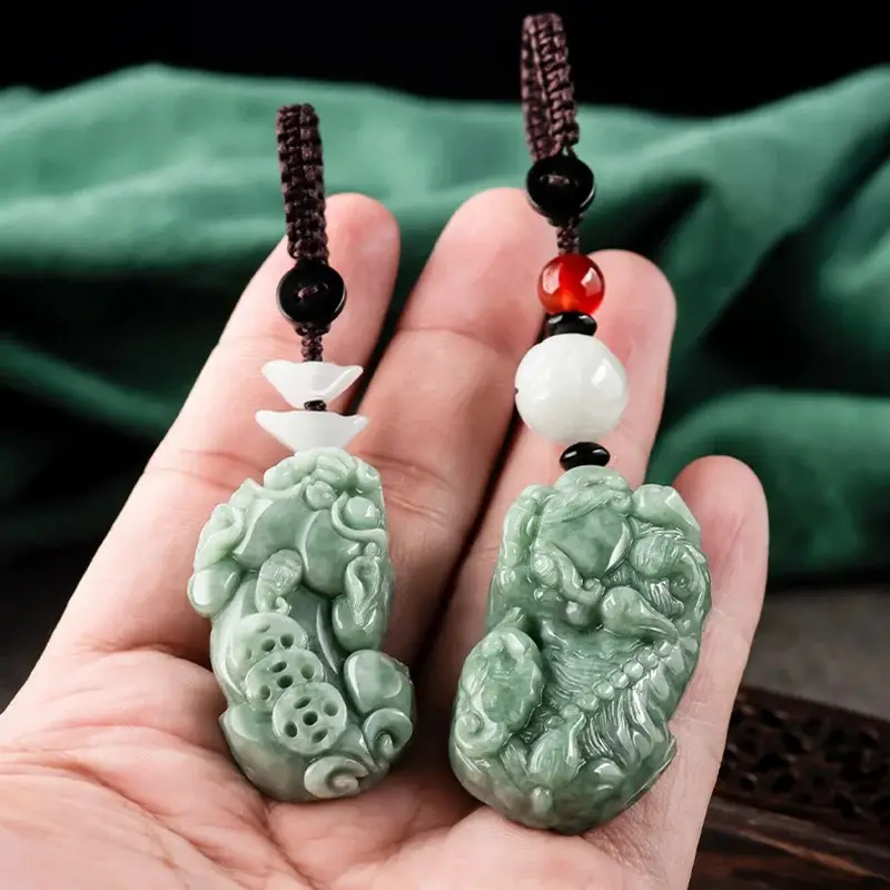 Natural Jade Car Key Pendant with Elegant Design - Image 6