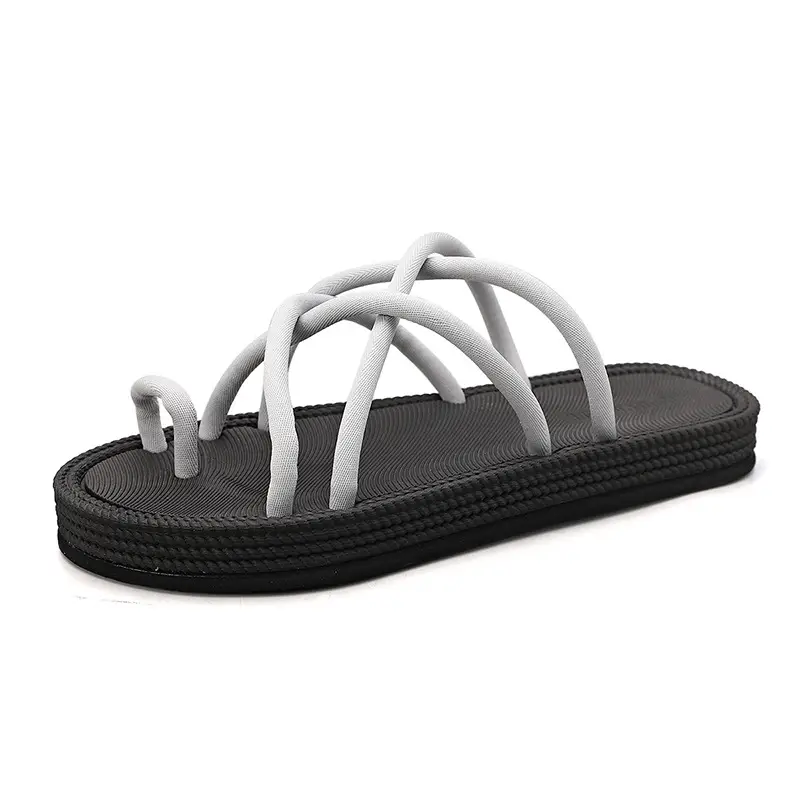 Men Braided Rope Flip-Flops Black Casual Outdoor Sandals
