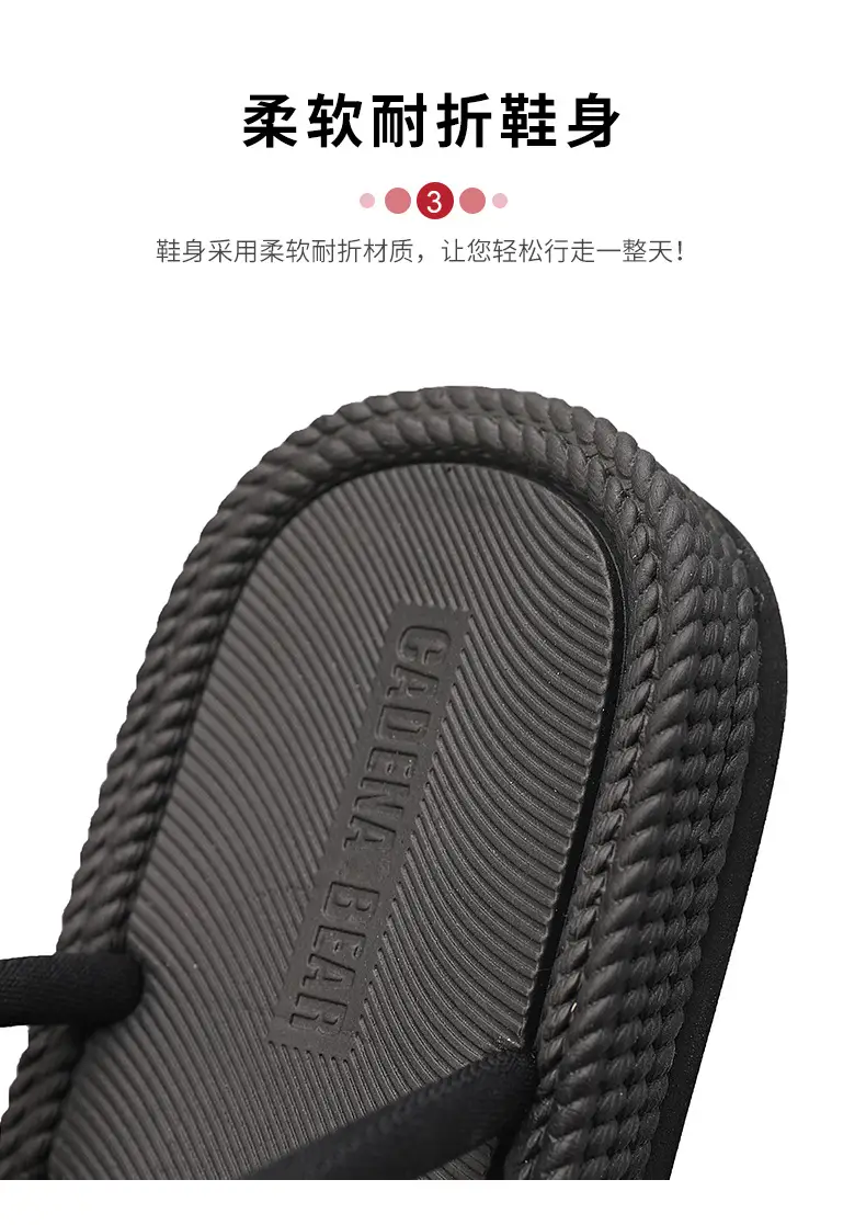 Men Braided Rope Flip-Flops Black Casual Outdoor Sandals — feature 10