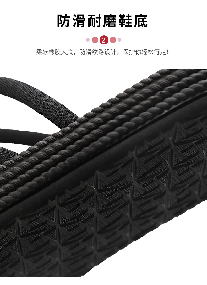 Men Braided Rope Flip-Flops Black Casual Outdoor Sandals — feature 9
