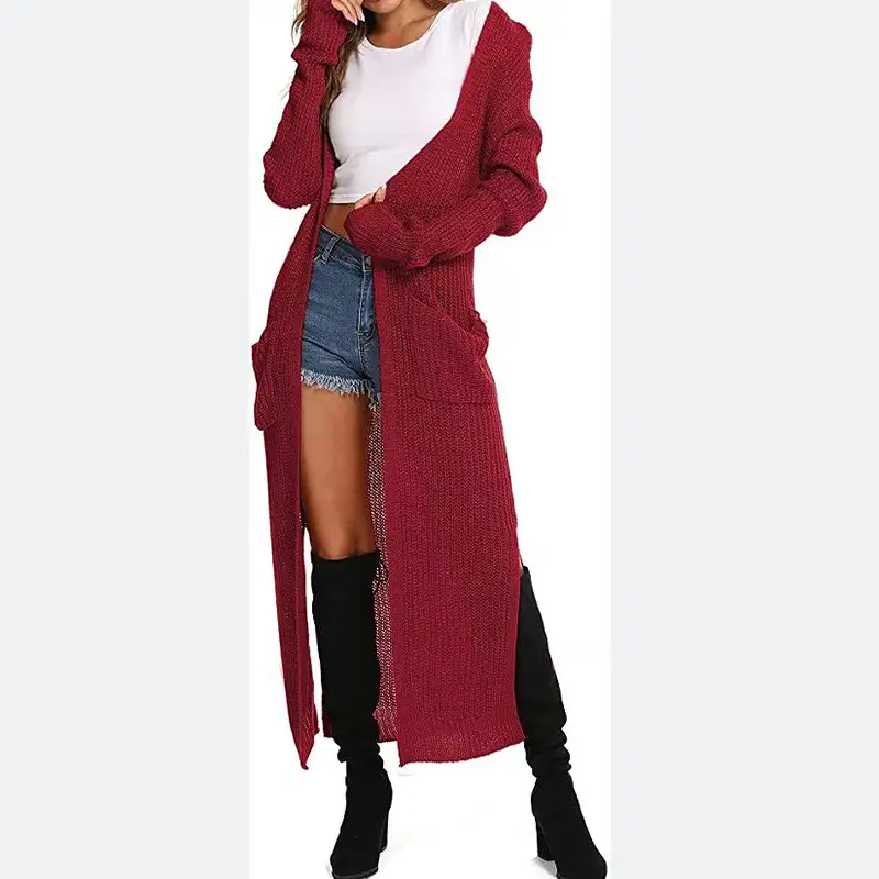 Women's Long Knitted Cardigan Multi-color Long Coat — feature 6