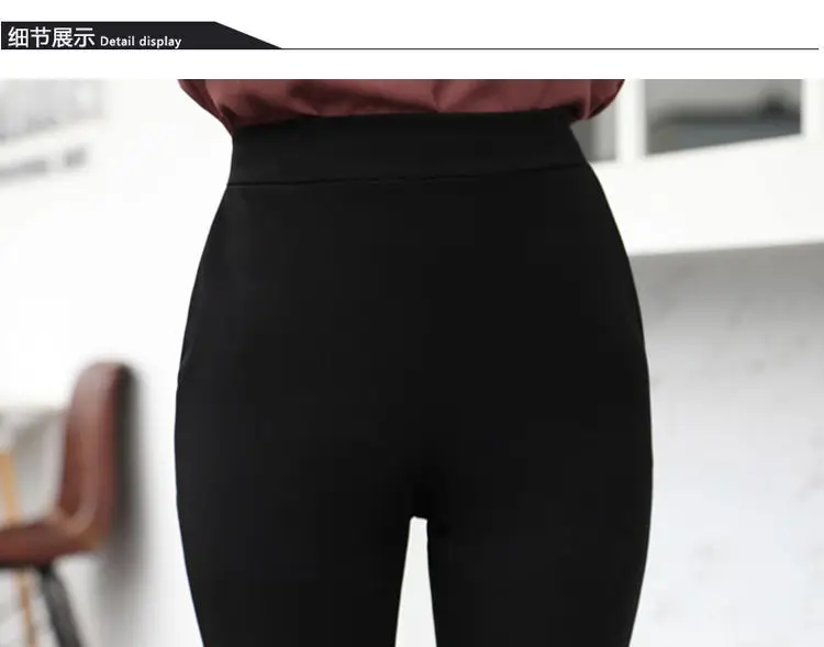 Women's Vintage Chic Side Slit Pants Black Cropped Slim Fit — feature 16