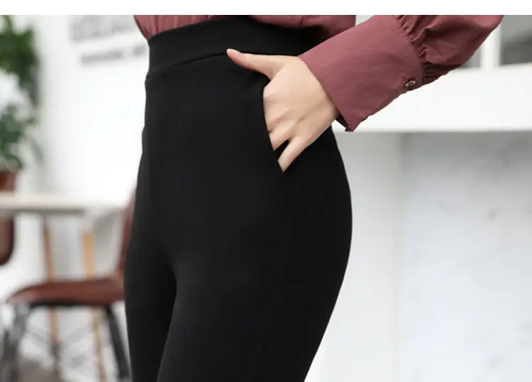 Women's Vintage Chic Side Slit Pants Black Cropped Slim Fit — feature 17