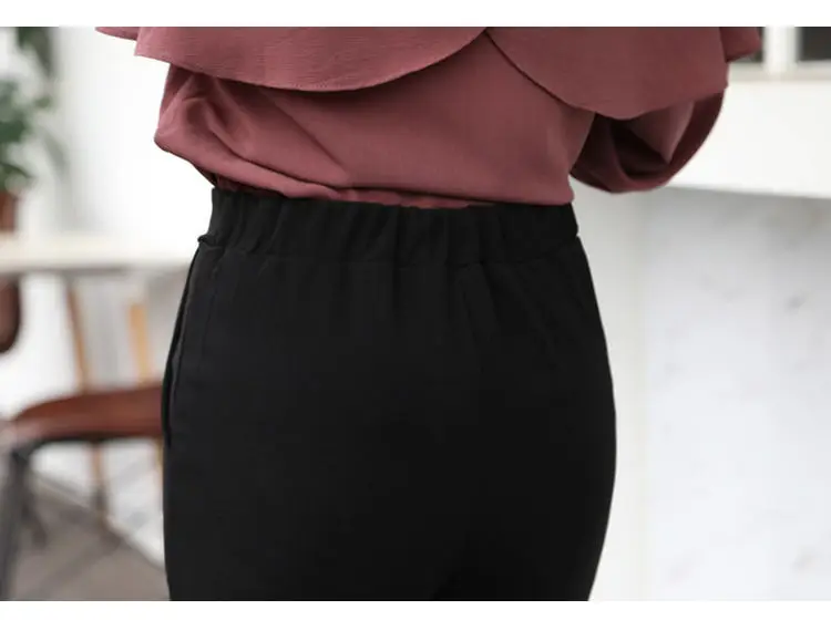 Women's Vintage Chic Side Slit Pants Black Cropped Slim Fit — feature 18