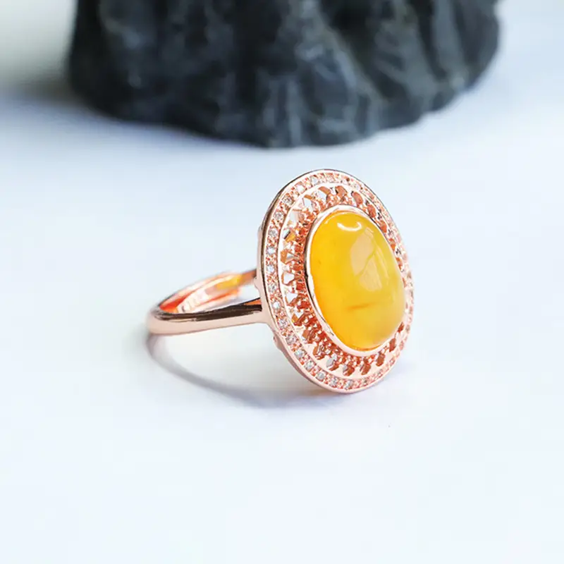 Guan Yu Natural Amber Ring Full Honey Wax Factory Wholesale - Image 3