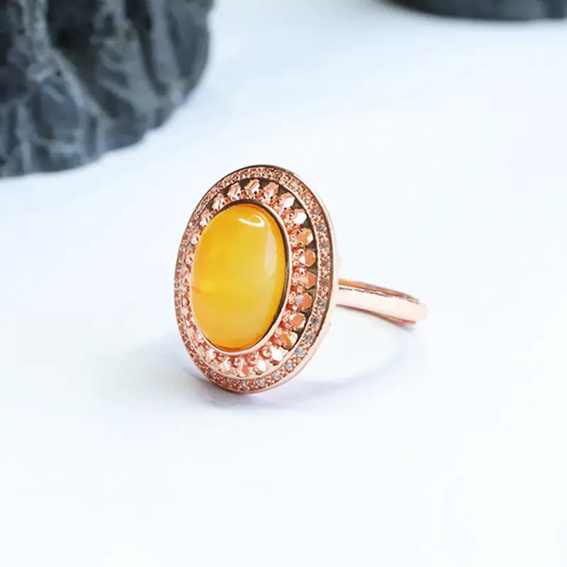Guan Yu Natural Amber Ring Full Honey Wax Factory Wholesale - Image 4