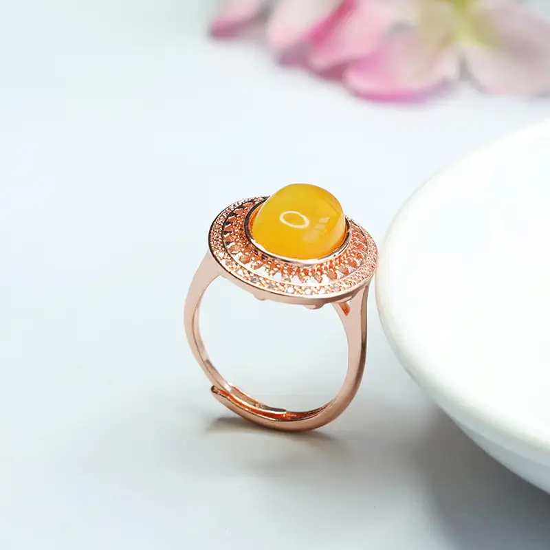 Guan Yu Natural Amber Ring Full Honey Wax Factory Wholesale - Image 5
