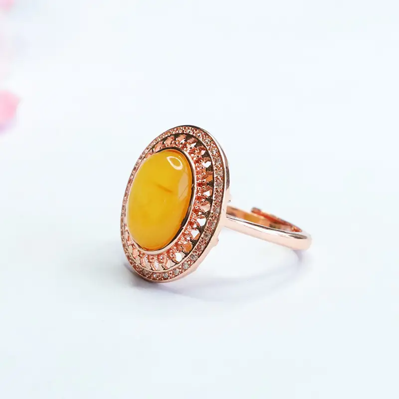 Guan Yu Natural Amber Ring Full Honey Wax Factory Wholesale — feature 5