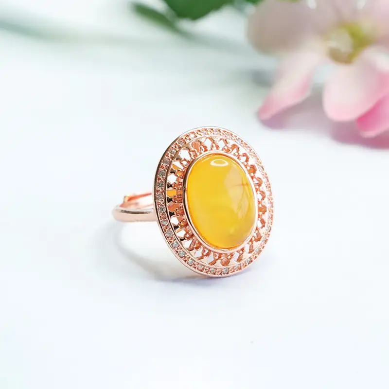 Guan Yu Natural Amber Ring Full Honey Wax Factory Wholesale — feature 6
