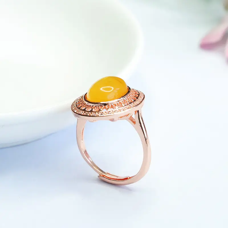 Guan Yu Natural Amber Ring Full Honey Wax Factory Wholesale — feature 8