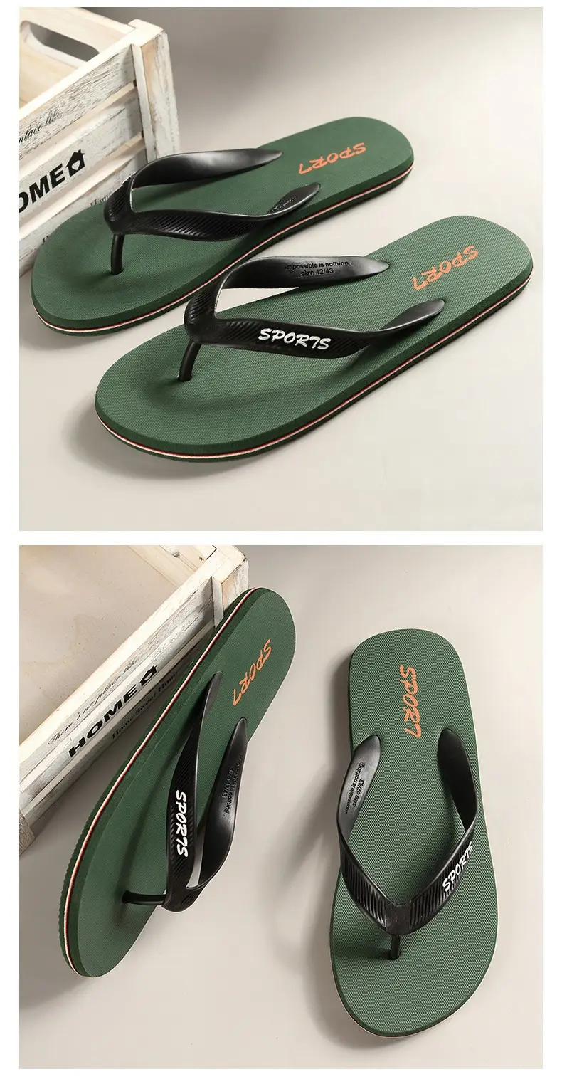 Men's Green Sports Flip Flops Summer Beach Wear — feature 11