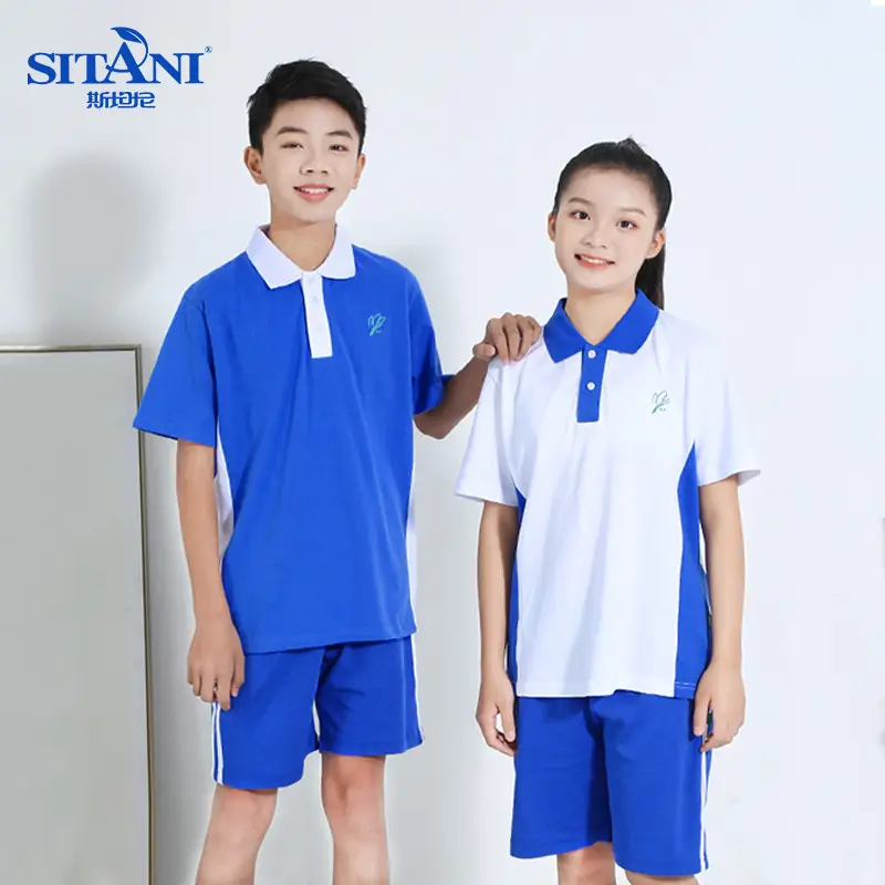 Shenzhen School Uniform 5A Grade Cotton Track Suit Navy White - Image 7