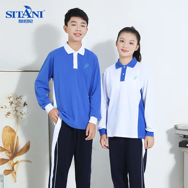 Shenzhen School Uniform 5A Grade Cotton Track Suit Navy White - Image 8