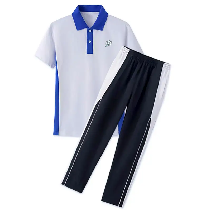 Shenzhen School Uniform 5A Grade Cotton Track Suit Navy White - Image 10