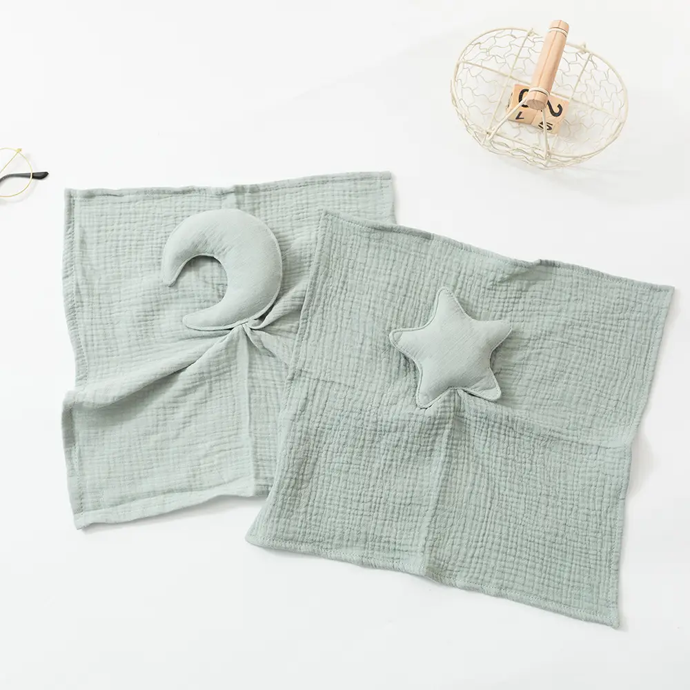 Gray Star Moon Baby Towel Cotton Blanket — feature 4