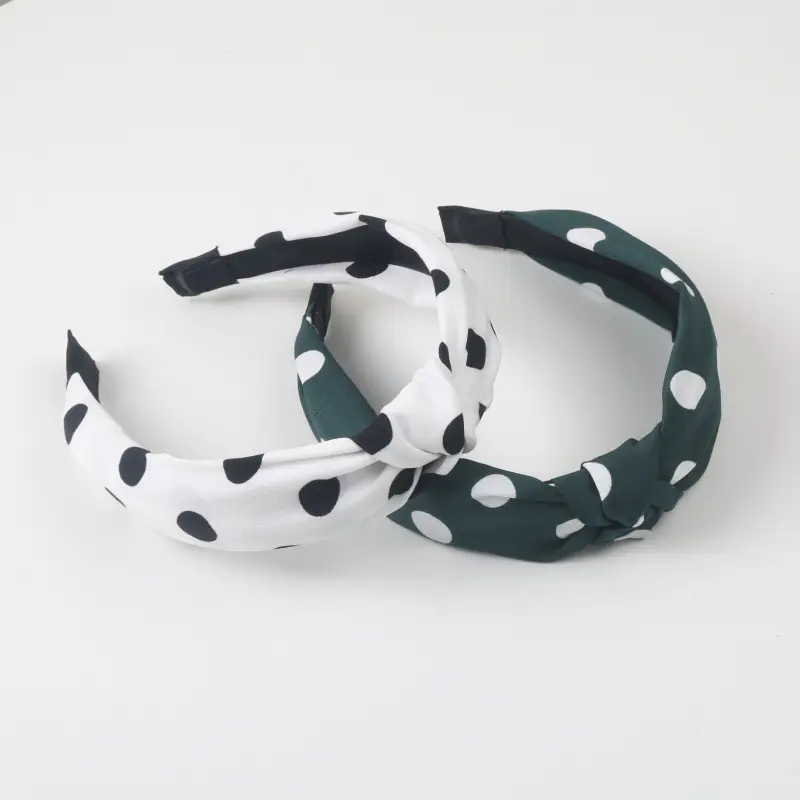 Navy Blue Dot Headband with Middle Knot & Wide Brim - Image 9