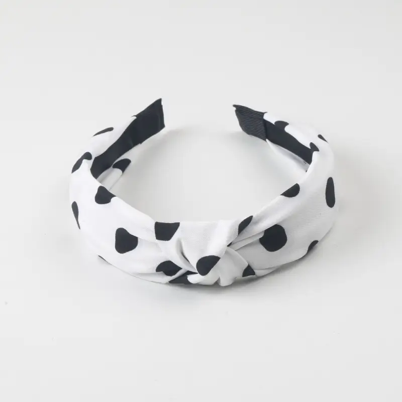 Navy Blue Dot Headband with Middle Knot & Wide Brim - Image 2