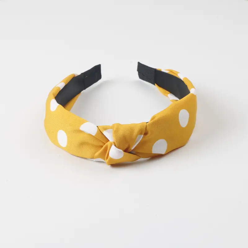Navy Blue Dot Headband with Middle Knot & Wide Brim - Image 3
