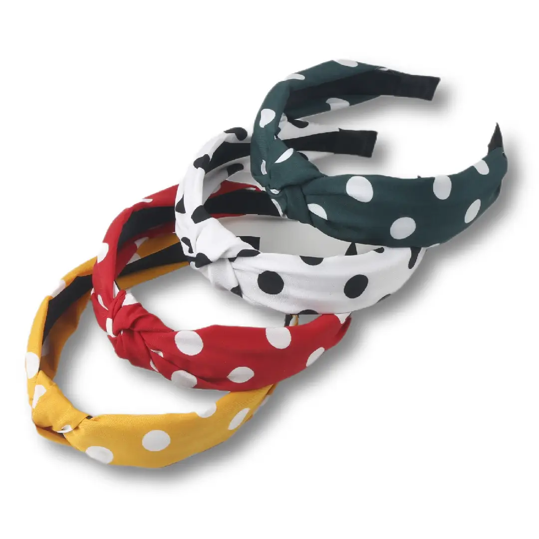 Navy Blue Dot Headband with Middle Knot & Wide Brim - Image 10