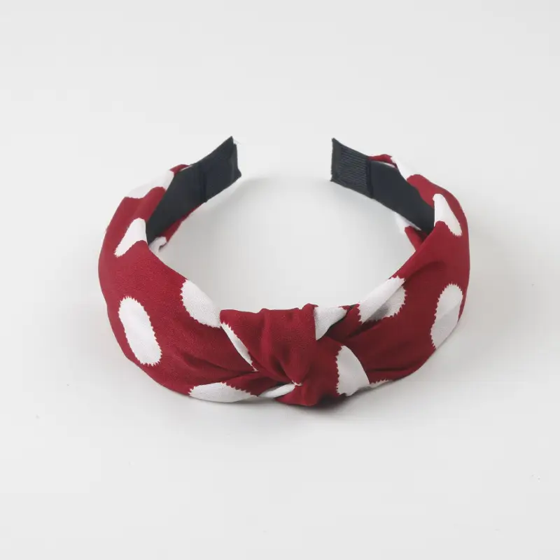 Navy Blue Dot Headband with Middle Knot & Wide Brim — feature 5