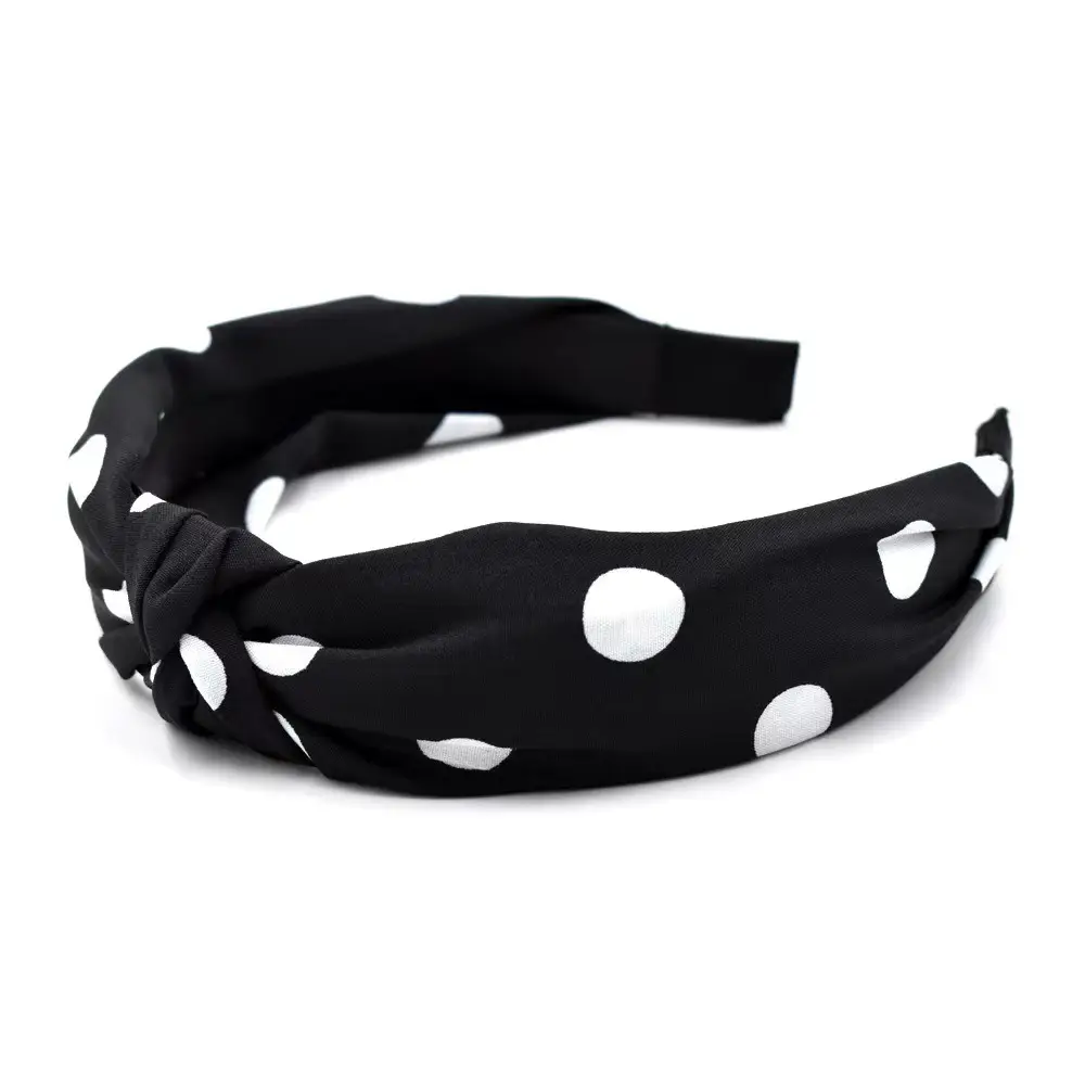 Navy Blue Dot Headband with Middle Knot & Wide Brim - Image 7