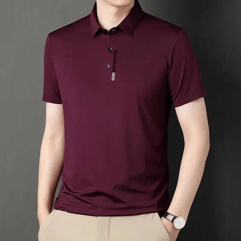 Men's Brown Polo T-Shirt Short Sleeve Casual Business Wear - Image 11
