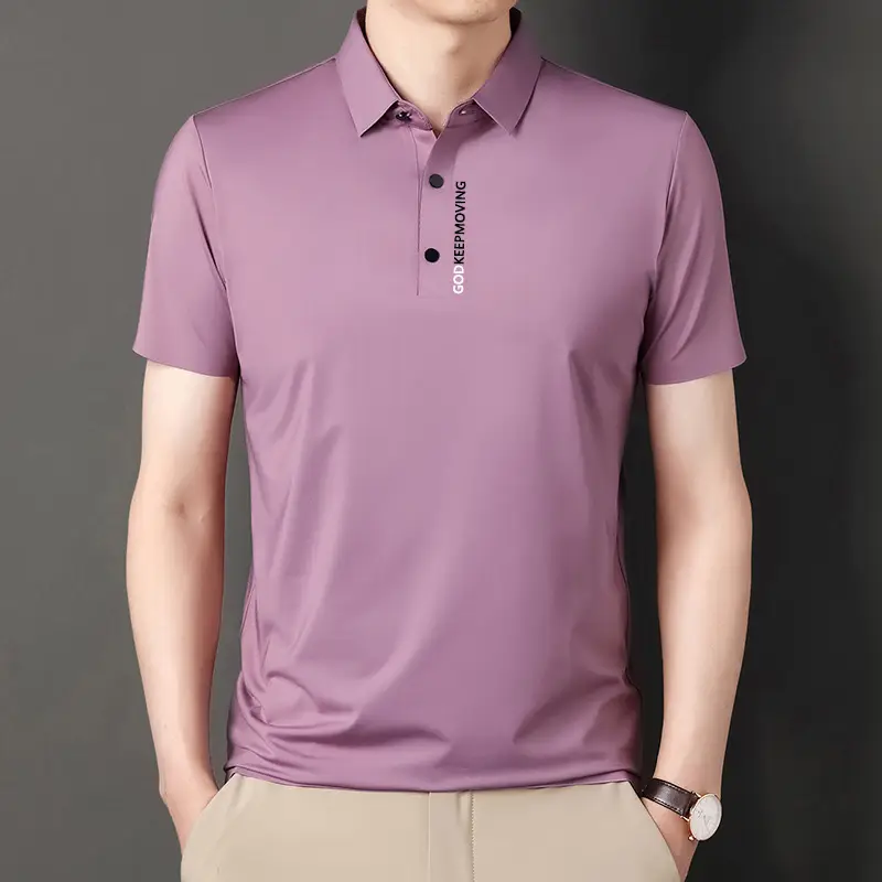 Men's Brown Polo T-Shirt Short Sleeve Casual Business Wear - Image 3