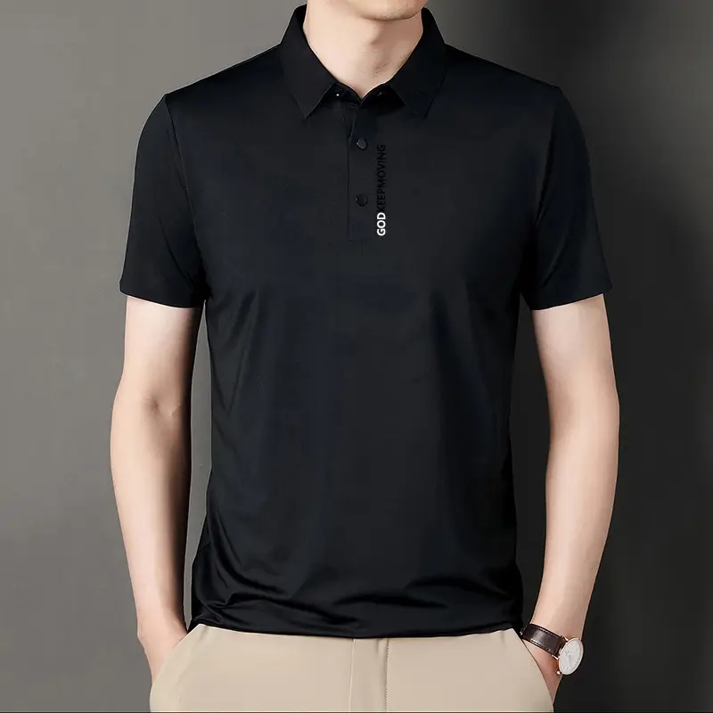 Men's Brown Polo T-Shirt Short Sleeve Casual Business Wear - Image 6