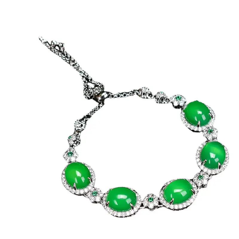 Luxury Green Chalcedony Pendant Necklace Set - Image 6