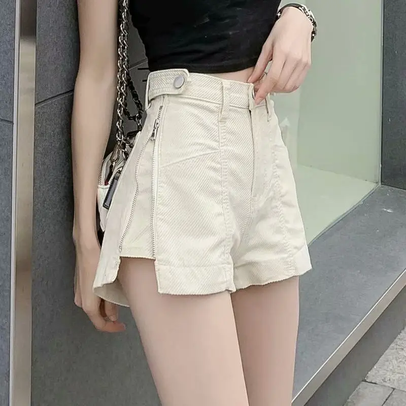 Women's 2023 Loose Fit Denim Shorts White Wide Leg - Image 6