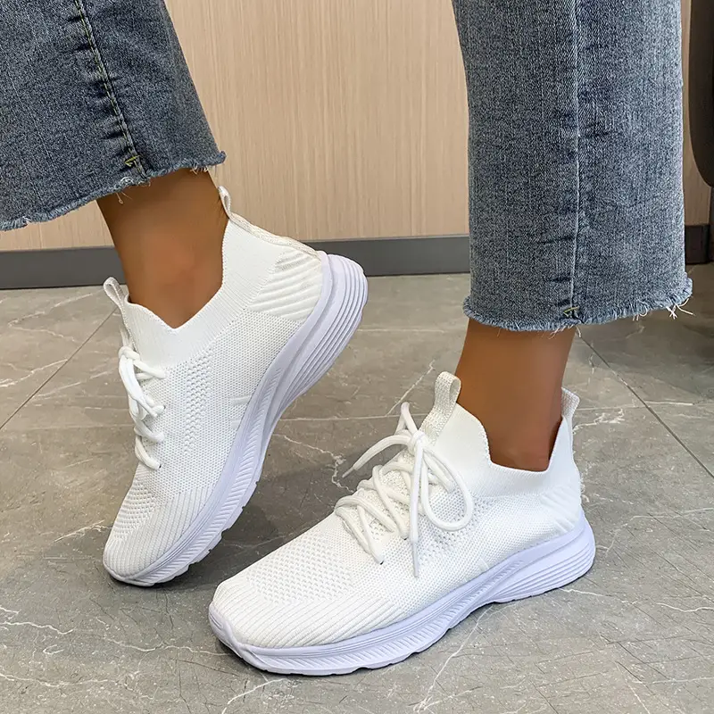 New Spring and Autumn Foreign Trade Women's Shoes Breathable Lovers Women's Casual Shoes Large Size Sports Shoes All-match Flying Woven Shoes Wholesale