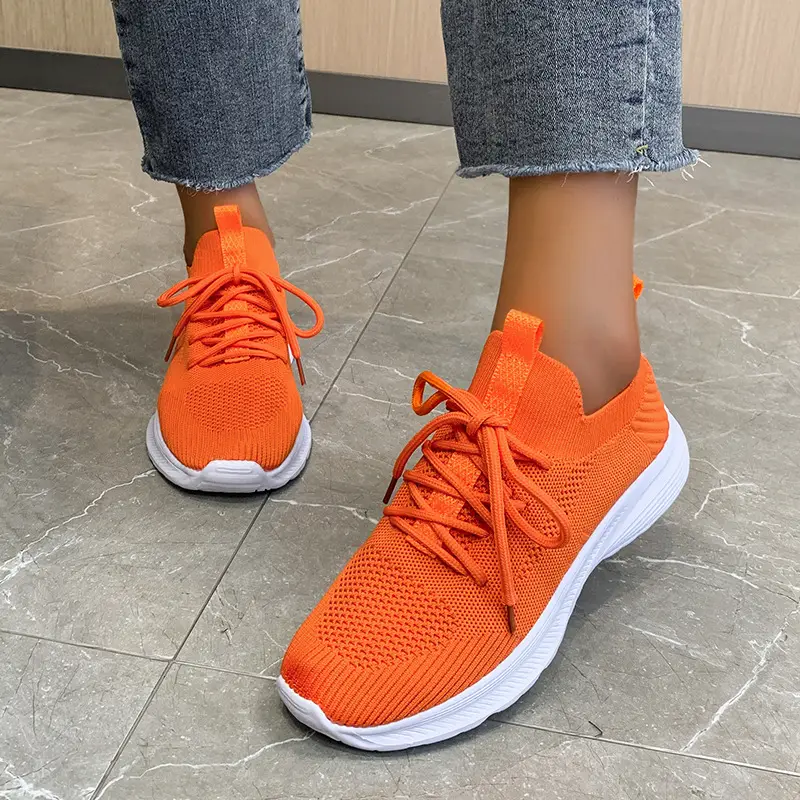 New Spring and Autumn Foreign Trade Women's Shoes Breathable Lovers Women's Casual Shoes Large Size Sports Shoes All-match Flying Woven Shoes Wholesale