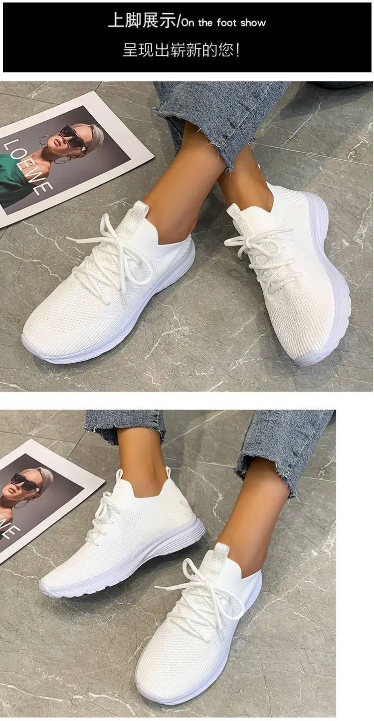 New Spring and Autumn Foreign Trade Women's Shoes Breathable Lovers Women's Casual Shoes Large Size Sports Shoes All-match Flying Woven Shoes Wholesale — feature 2