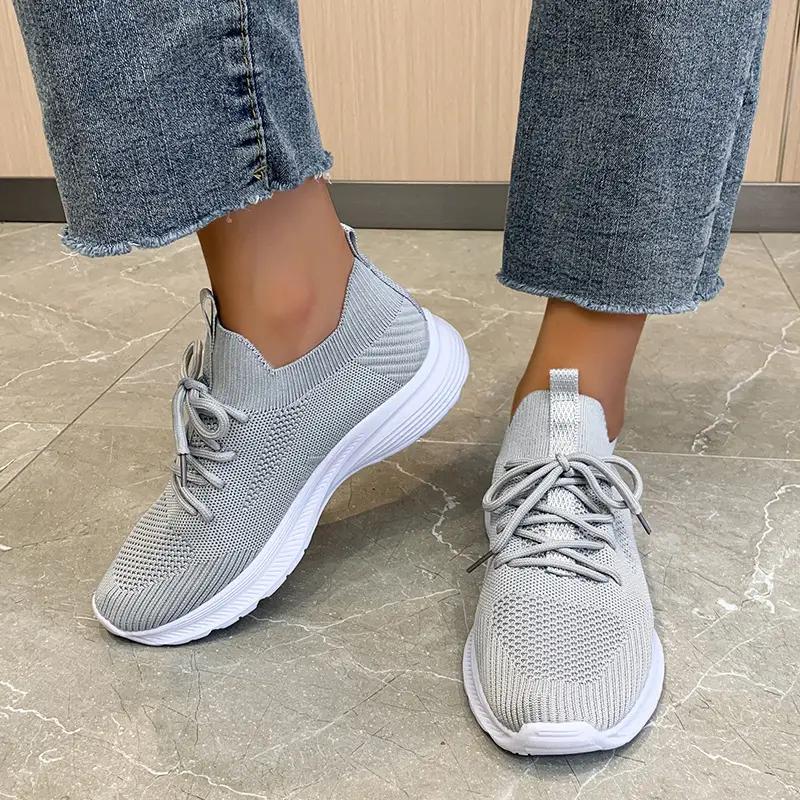 New Spring and Autumn Foreign Trade Women's Shoes Breathable Lovers Women's Casual Shoes Large Size Sports Shoes All-match Flying Woven Shoes Wholesale