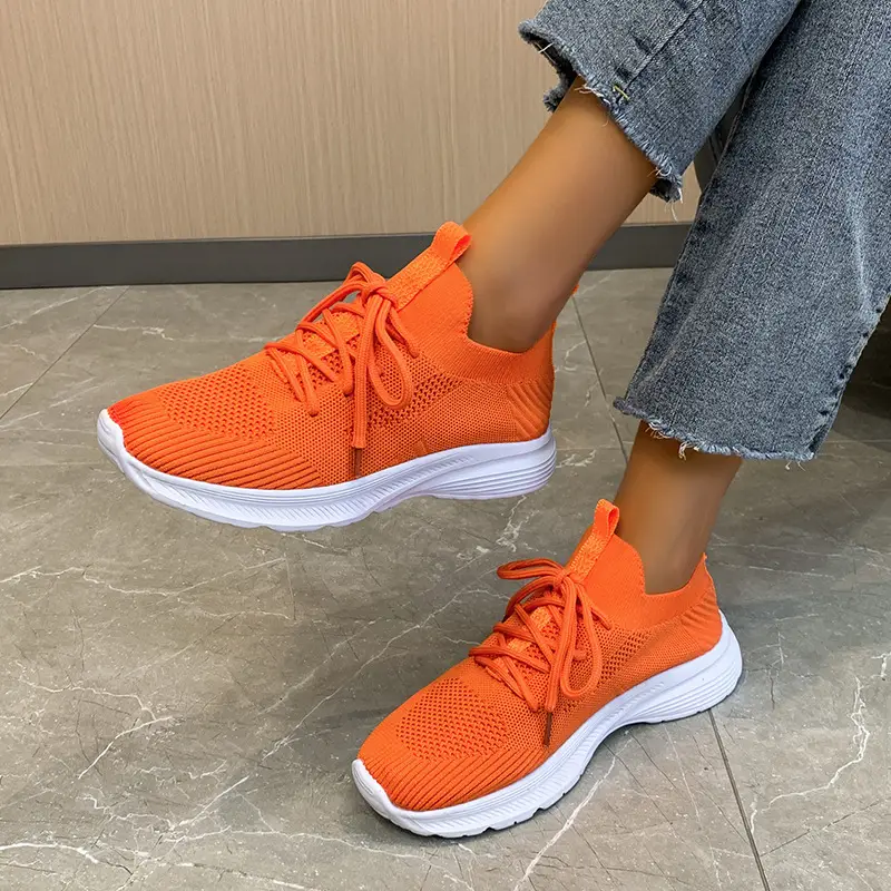 New Spring and Autumn Foreign Trade Women's Shoes Breathable Lovers Women's Casual Shoes Large Size Sports Shoes All-match Flying Woven Shoes Wholesale