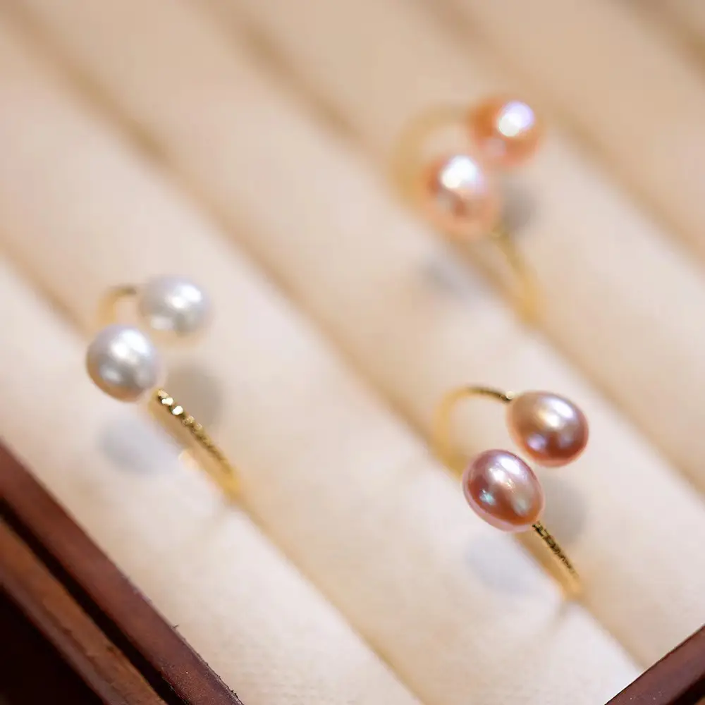 Natural Freshwater Pearls Open-Ended Ring White - Image 10