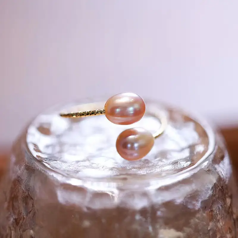 Natural Freshwater Pearls Open-Ended Ring White - Image 3