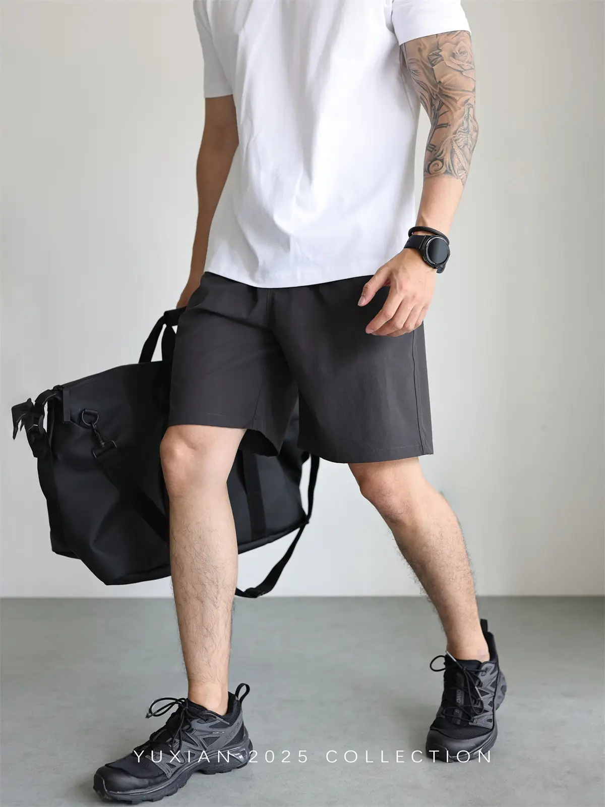Men's Grey Teflon Shorts with Drawstring — feature 26