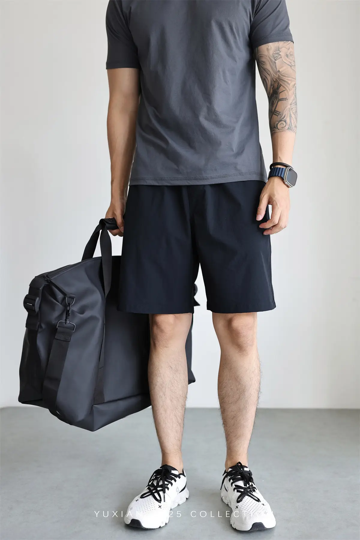 Men's Grey Teflon Shorts with Drawstring — feature 27