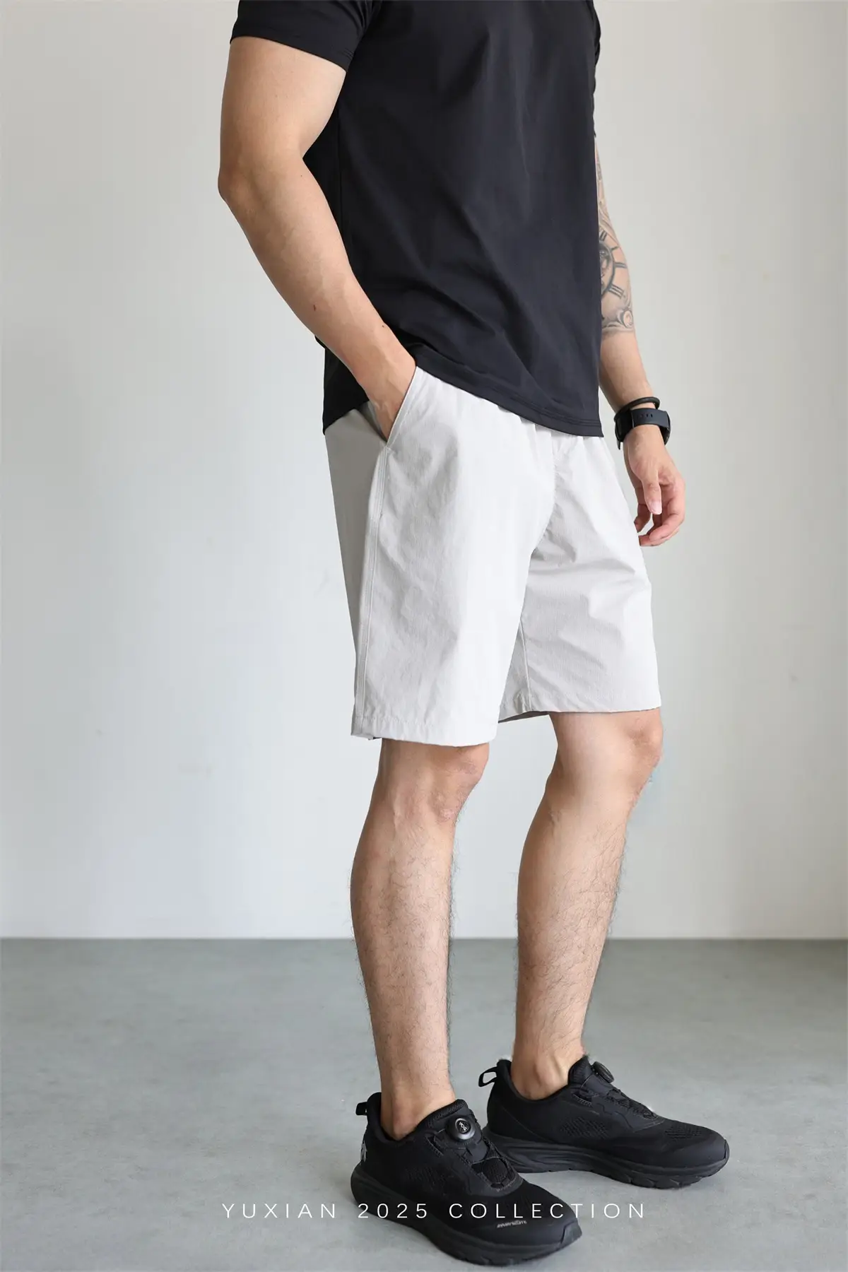 Men's Grey Teflon Shorts with Drawstring — feature 28