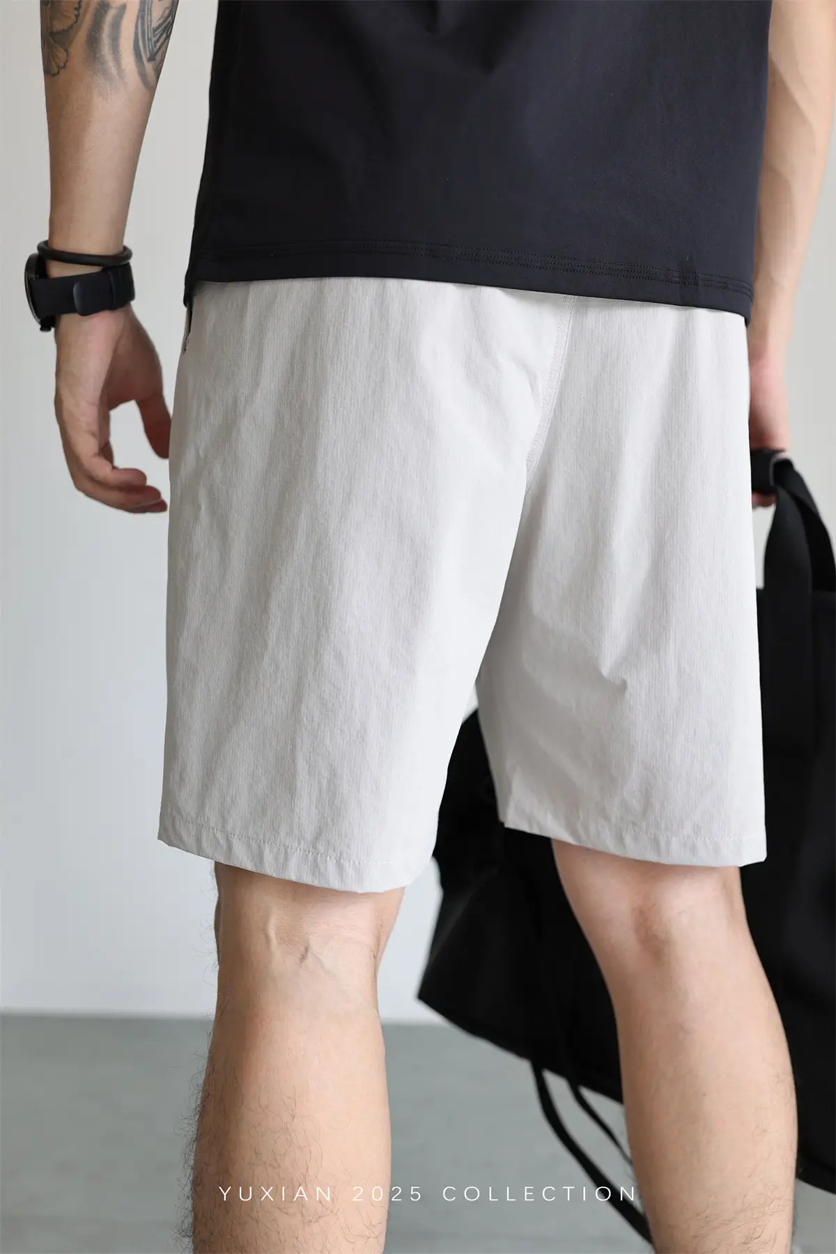 Men's Grey Teflon Shorts with Drawstring — feature 29