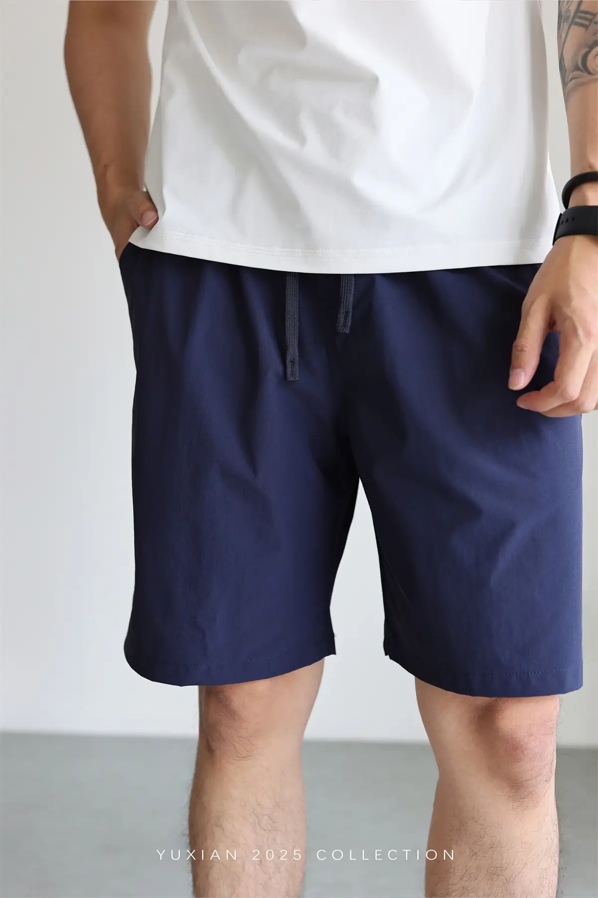 Men's Grey Teflon Shorts with Drawstring — feature 41