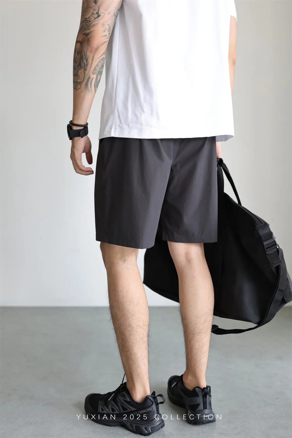 Men's Grey Teflon Shorts with Drawstring — feature 43