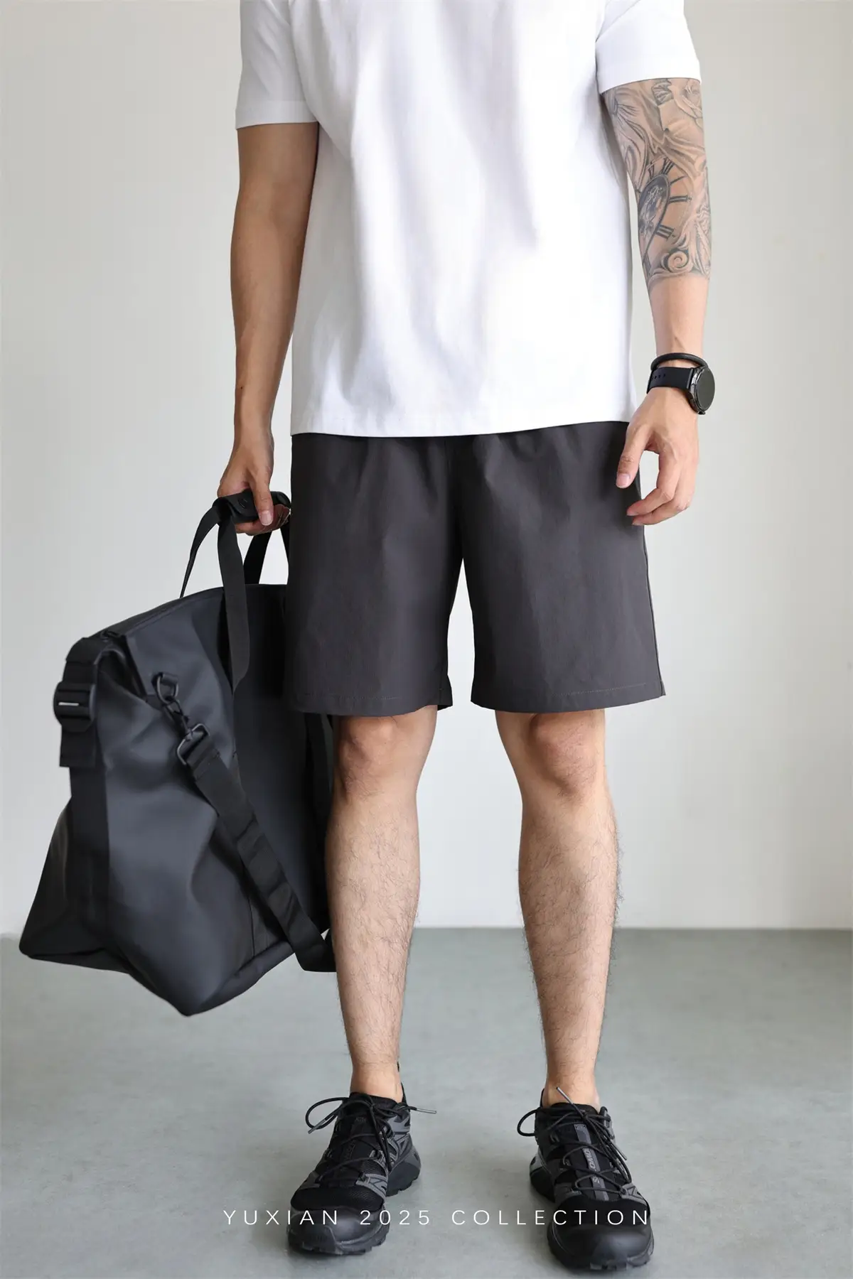 Men's Grey Teflon Shorts with Drawstring — feature 44